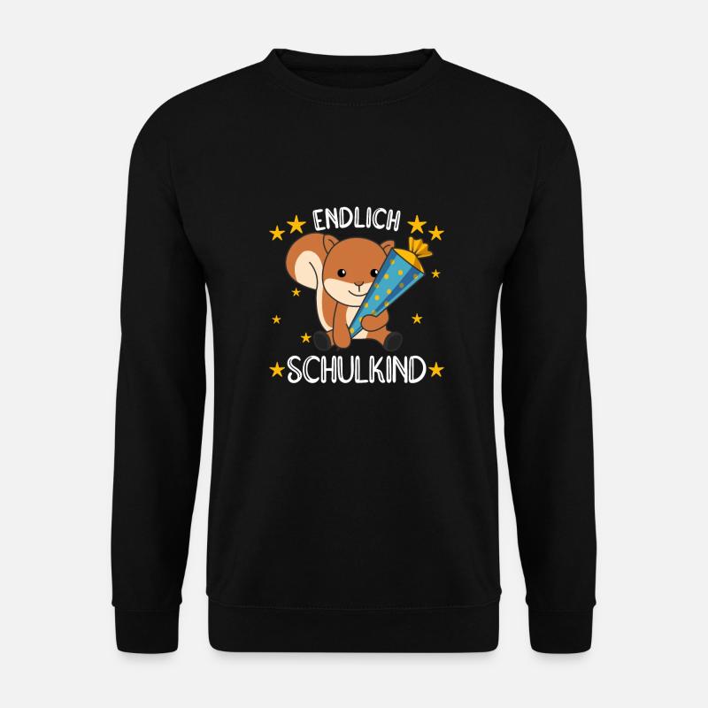 endlich Schulkind Einschulung Schule Eichhörnchen - Unisex Pullover - Schwarz
