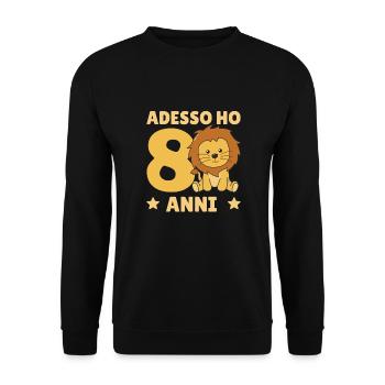 Kinder 8. Geburtstag Löwe acht Jahre Alt Löwen - Unisex Pullover - Schwarz - Vorne - Alina (178cm) & Michal (187cm)