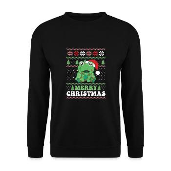 Joyeux Noël rétro moche grenouille de Noël - Sweat-shirt Unisexe - noir - Devant - Alina (178cm) & Michal (187cm)
