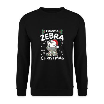 I want a zebra for Christmas cute zebras - Unisex Sweatshirt - black - Front - Alina (178cm) & Michal (187cm)