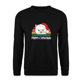 merry Christmas Retro Alpaka Weihnacht - Unisex Pullover - Schwarz - Vorne - Alina (178cm) & Michal (187cm)