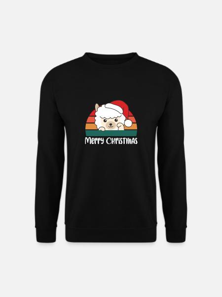 merry Christmas Retro Alpaka Weihnacht - Unisex Pullover - Schwarz
