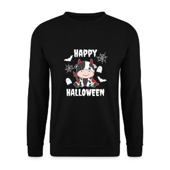 Cow Happy Halloween Devil Costume - Unisex Sweatshirt - black - Front - Alina (178cm) & Michal (187cm)