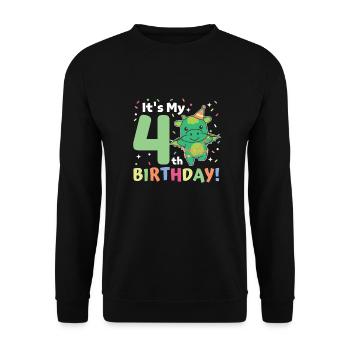 Drache zum 4. Geburtstag Kinder vier Jahre alt - Unisex Pullover - Schwarz - Vorne - Alina (178cm) & Michal (187cm)