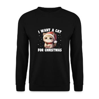 I want a cat for Christmas cute cats - Unisex Sweatshirt - black - Front - Alina (178cm) & Michal (187cm)