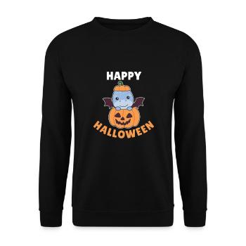 Dino Happy Halloween Pumpkin Bat Costume - Unisex Sweatshirt - black - Front - Alina (178cm) & Michal (187cm)