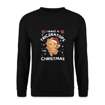 Je veux un tricératops pour Noël dinos mignons - Sweat-shirt Unisexe - noir - Devant - Alina (178cm) & Michal (187cm)