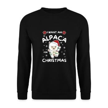Je veux un alpaga pour Noël alpagas mignons - Sweat-shirt Unisexe - noir - Devant - Alina (178cm) & Michal (187cm)