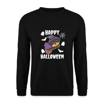 Rottweiler Happy Halloween Witch Kids Witches - Unisex Sweatshirt - black - Front - Alina (178cm) & Michal (187cm)