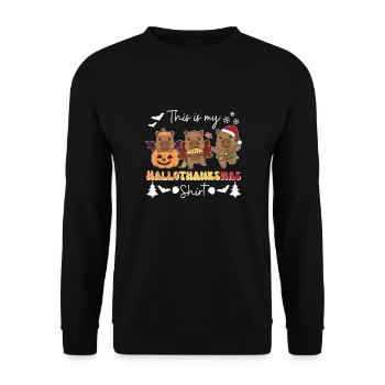 This is my Hallothanksmas Shirt Capybara - Unisex Sweatshirt - black - Front - Alina (178cm) & Michal (187cm)