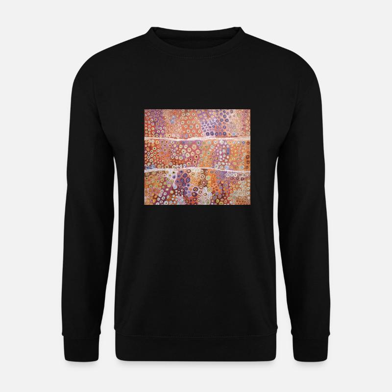Rundes orange-lila Aborigine-Gemälde - Unisex Pullover - Schwarz