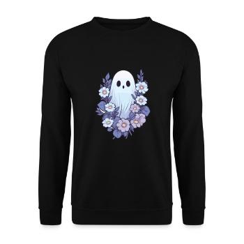 Halloween groovy Geist Hippie Blumen Vintage - Unisex Pullover - Schwarz - Vorne - Alina (178cm) & Michal (187cm)