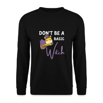 Giraffe Halloween Hexen don't be a basic witch - Unisex Pullover - Schwarz - Vorne - Alina (178cm) & Michal (187cm)