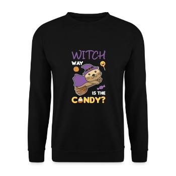 Otter Hexen Witch way is the candy Happy Halloween - Unisex Sweatshirt - black - Front - Alina (178cm) & Michal (187cm)