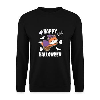 Fuchs Happy Halloween Hexe Kinder Hexen Kostüm - Unisex Pullover - Schwarz - Vorne - Alina (178cm) & Michal (187cm)