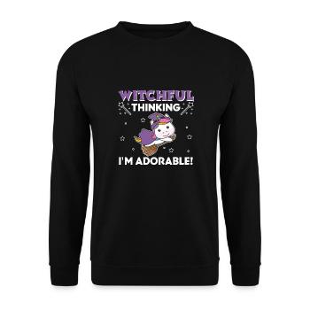 Unicorn Halloween Witch Witches I'm Adorable - Unisex Sweatshirt - black - Front - Alina (178cm) & Michal (187cm)
