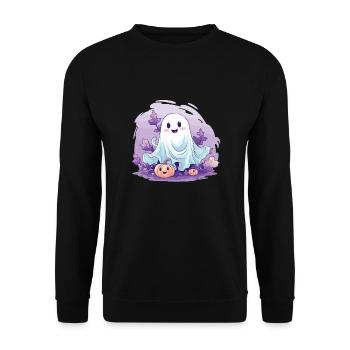 Halloween Groovy Ghost Hippie Pumpkin Vintage - Unisex Sweatshirt - black - Front - Alina (178cm) & Michal (187cm)