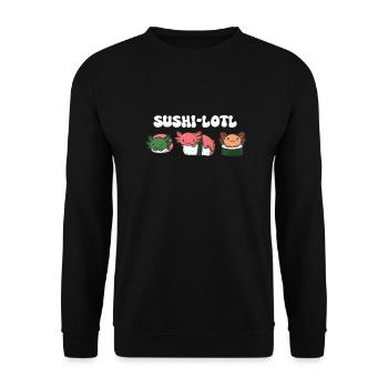 Sushi Axolotls kawaii Sushi Axolotl - Unisex Pullover - Schwarz - Vorne - Alina (178cm) & Michal (187cm)