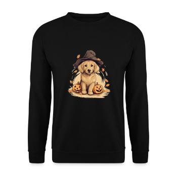 Halloween Witch Hat Pumpkin Dog Golden Retriver - Unisex Sweatshirt - black - Front - Alina (178cm) & Michal (187cm)