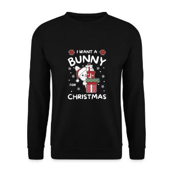 Ich will ein Hase zu Weihnachten süße Hasen - Unisex Pullover - Schwarz - Vorne - Alina (178cm) & Michal (187cm)
