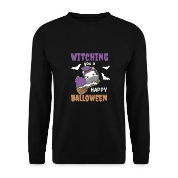 Zebra Hexe Witching you a Happy Halloween - Unisex Pullover - Schwarz - Vorne - Alina (178cm) & Michal (187cm)