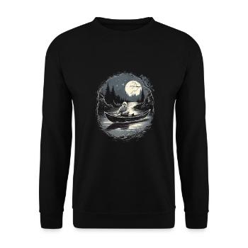 Vintage Ghost River Boat Gothic Halloween - Unisex Sweatshirt - black - Front - Alina (178cm) & Michal (187cm)