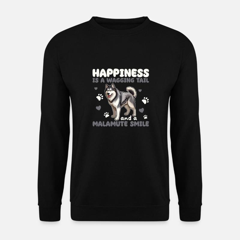 Happiness Is A Wagging Tail And A Malmute Smile - Unisex Pullover - Schwarz