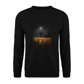Vintage Ghost Farm Barn Gothic Halloween - Unisex Sweatshirt - black - Front - Alina (178cm) & Michal (187cm)