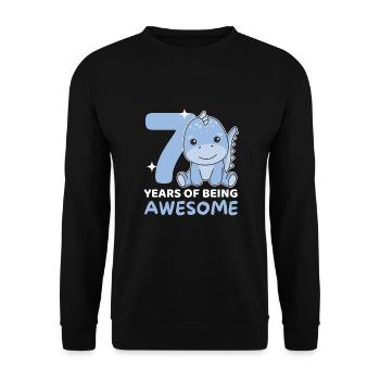 Dino for the 7th birthday children seven years old - Unisex Sweatshirt - black - Front - Alina (178cm) & Michal (187cm)
