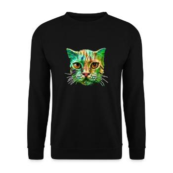 Bunte Katze - Unisex Pullover - Schwarz - Vorne - Alina (178cm) & Michal (187cm)