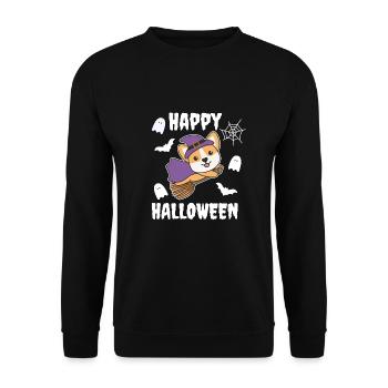 Corgi Joyeux Halloween Sorcière Enfants Sorcière Costume de Sorcière - Sweat-shirt Unisexe - noir - Devant - Alina (178cm) & Michal (187cm)