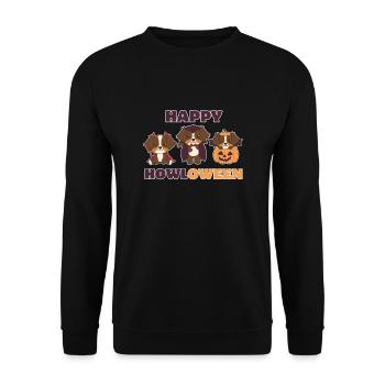 Australian Shepherd Happy Howloween Pumpkin Vampire - Unisex Sweatshirt - black - Front - Alina (178cm) & Michal (187cm)