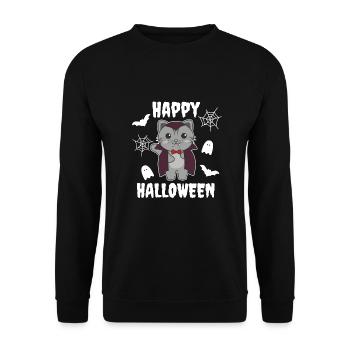 Chat Joyeux Halloween Mignon Costume de Vampire - Sweat-shirt Unisexe - noir - Devant - Alina (178cm) & Michal (187cm)