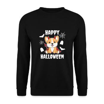 Corgi Happy Halloween Devil Costume - Unisex Sweatshirt - black - Front - Alina (178cm) & Michal (187cm)