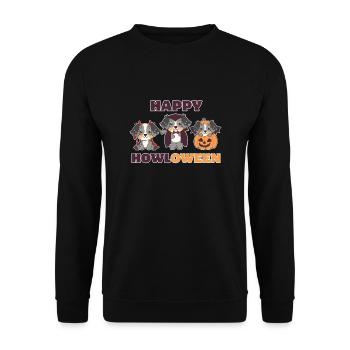 Australian Shepherd Happy Howloween Pumpkin Vampire - Unisex Sweatshirt - black - Front - Alina (178cm) & Michal (187cm)
