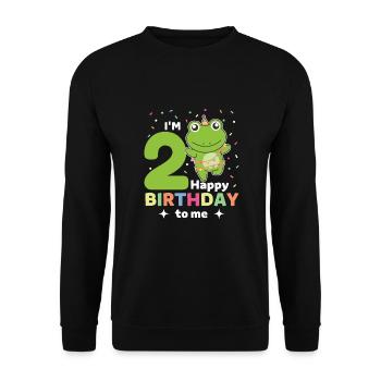 Frog for 2nd birthday children two years old - Unisex Sweatshirt - black - Front - Alina (178cm) & Michal (187cm)