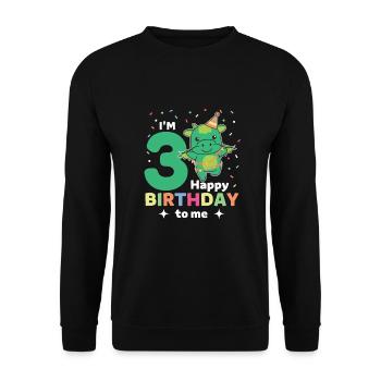 Drache zum 3. Geburtstag Kinder drei Jahre alt - Unisex Pullover - Schwarz - Vorne - Alina (178cm) & Michal (187cm)