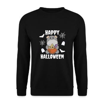 Nudeln japanische Nudeln Halloween Hippo Ramen - Unisex Pullover - Schwarz - Vorne - Alina (178cm) & Michal (187cm)