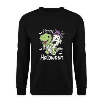 Dalmatien Happy Halloween T-Rex Mummy Costume - Sweat-shirt Unisexe - noir - Devant - Alina (178cm) & Michal (187cm)