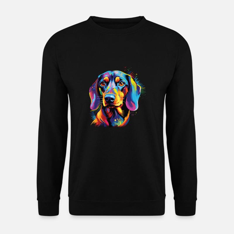Wasserfarben Farbenfroher Dackel - Unisex Pullover - Schwarz
