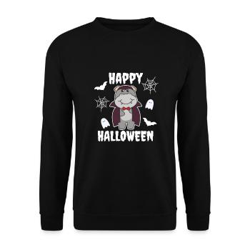Hippo Happy Halloween Cute Vampire Costume - Unisex Sweatshirt - black - Front - Alina (178cm) & Michal (187cm)