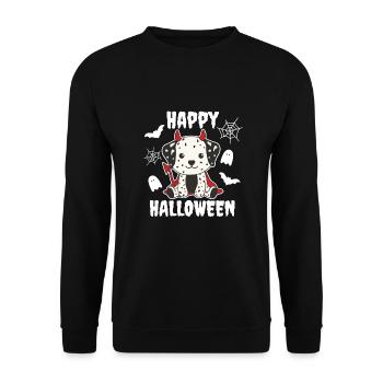 Dalmatian Happy Halloween Devil - Unisex Sweatshirt - black - Front - Alina (178cm) & Michal (187cm)