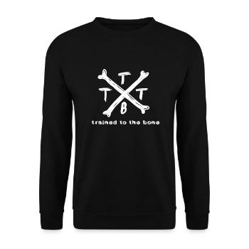 trained to the bone Crossbones weiß Bodybuilding - Unisex Pullover - Schwarz - Vorne - Alina (178cm) & Michal (187cm)