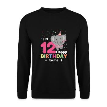 Elephant for 12th birthday for children twelve years - Unisex Sweatshirt - black - Front - Alina (178cm) & Michal (187cm)