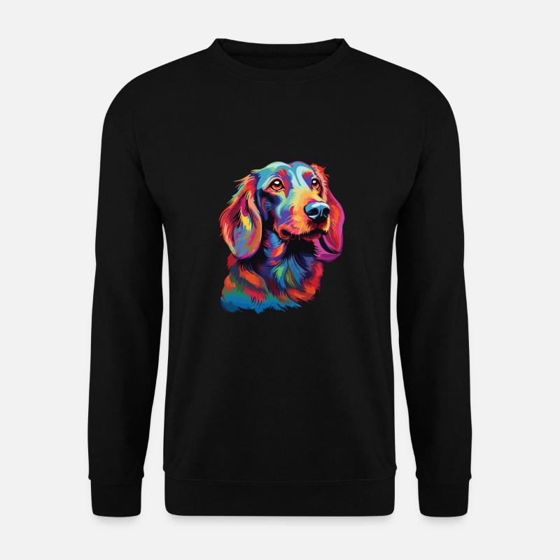 Wasserfarben Farbenfroher Dackel - Unisex Pullover - Schwarz