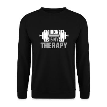 Iron Is My Therapy Weight Lifting Workout Training - Unisex Sweatshirt - black - Front - Alina (178cm) & Michal (187cm)