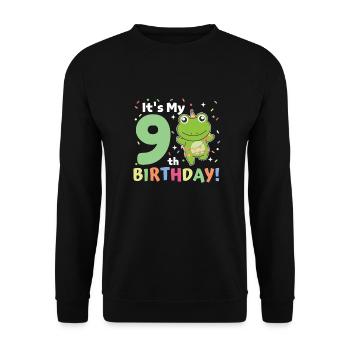 Frog for 9th birthday children nine years old - Unisex Sweatshirt - black - Front - Alina (178cm) & Michal (187cm)