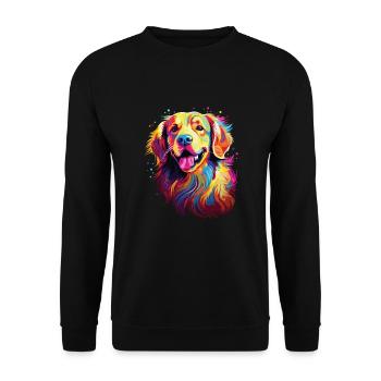 Watercolor Colorful Golden Retriever - Unisex Sweatshirt - black - Front - Alina (178cm) & Michal (187cm)
