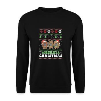 Merry Christmas retro ugly christmas platypus - Unisex Sweatshirt - black - Front - Alina (178cm) & Michal (187cm)