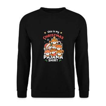 Roter Panda Weihnachts Schlafanzug - Unisex Pullover - Schwarz - Vorne - Alina (178cm) & Michal (187cm)